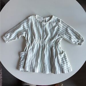 Pehr Striped Dress in White and Green 6-12m
